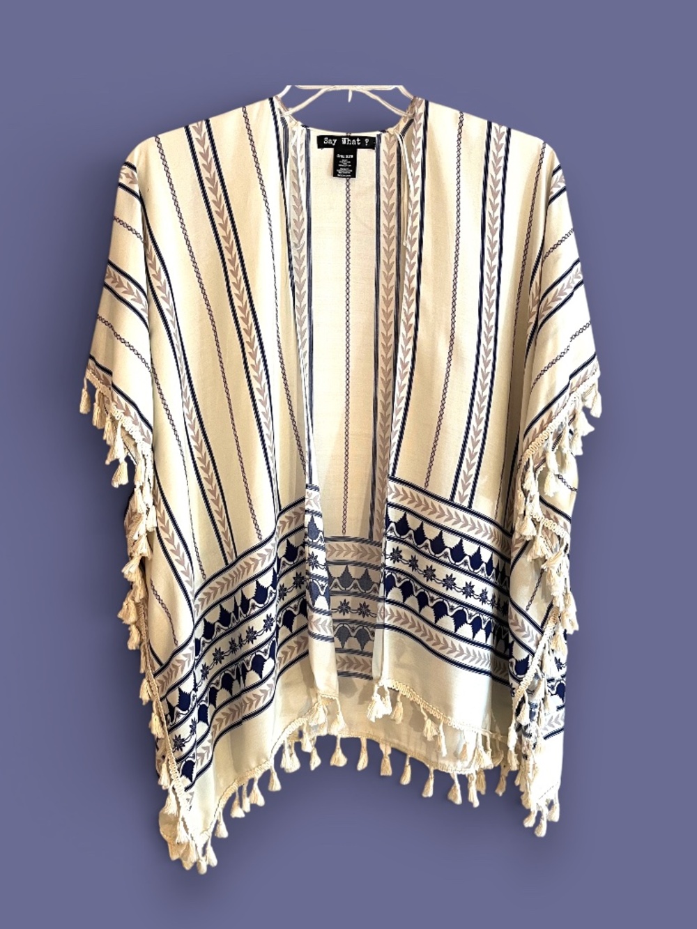 Say What? Rayon Boho Beach Coverup Ruana Wrap One Size